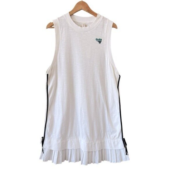 ANTHROPOLOGIE Gola Layer Up Mini Dress Pleated Ruffled Hem Ivory Size L NEW - Picture 3 of 10